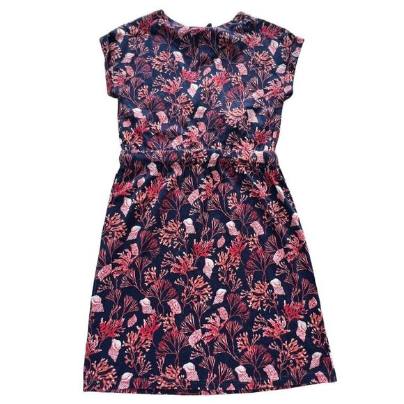 Liz Claiborne Navy/Orange Shell Print Short Sleeve Shirt Dress- S - Picture 2 of 9